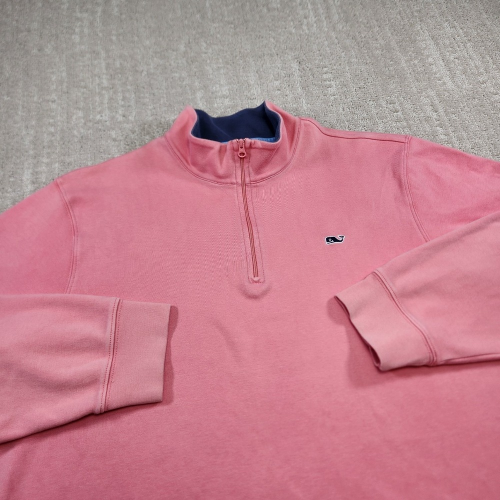 Vineyard Vines Sweatshirt Men XL 1/4 Zip Pullover Pink Pima Cotton Preppy Golf